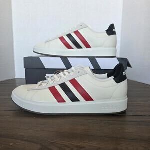 Adidas Grand Court 2.0 Sneaker, Off White/Better Scarlet/Black Men's Size 10 NIB